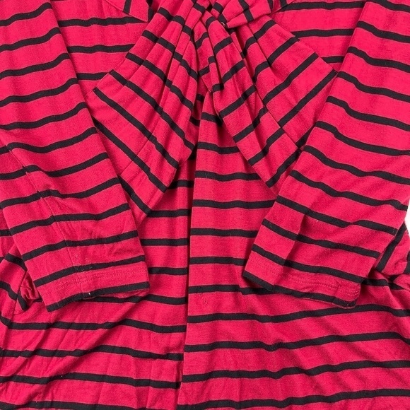Cable & Gauge Womens Blouse Red Black Stripe Large - Picture 5 of 9